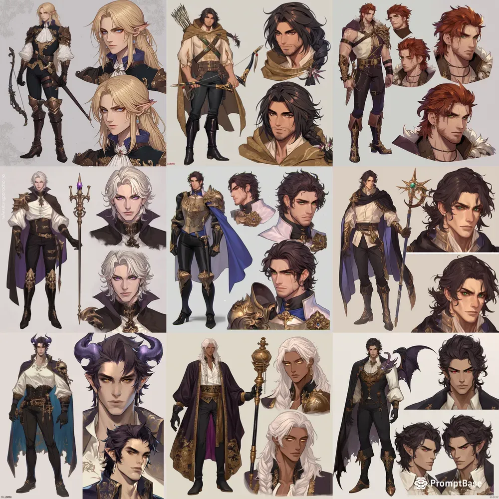 High Fantasy Male Character Sheets