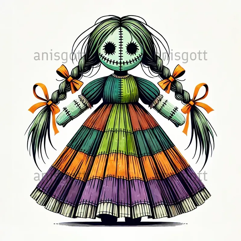 Spooky Patchwork Doll Cliparts