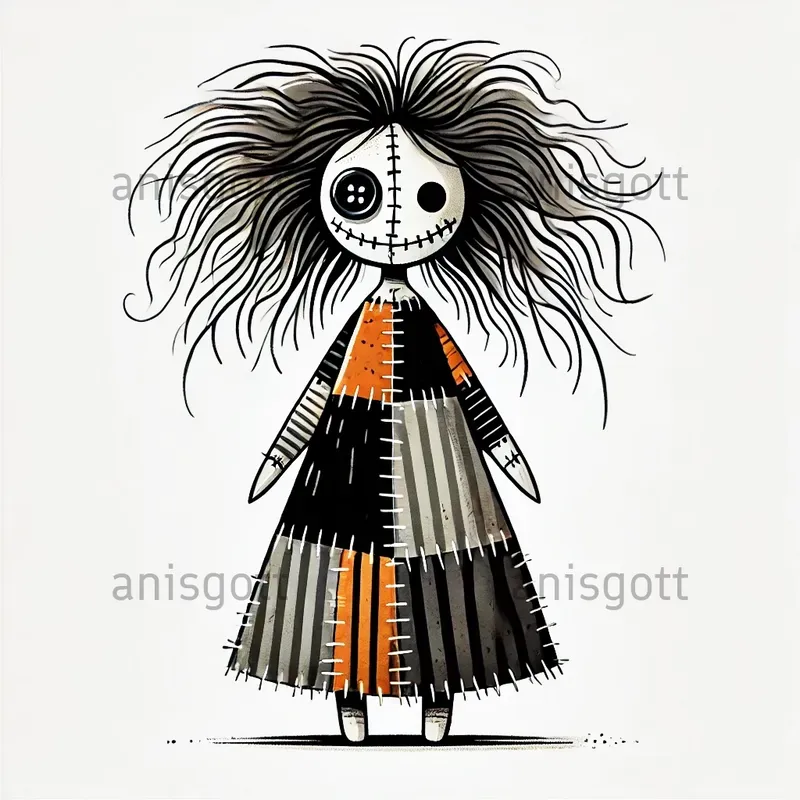 Spooky Patchwork Doll Cliparts