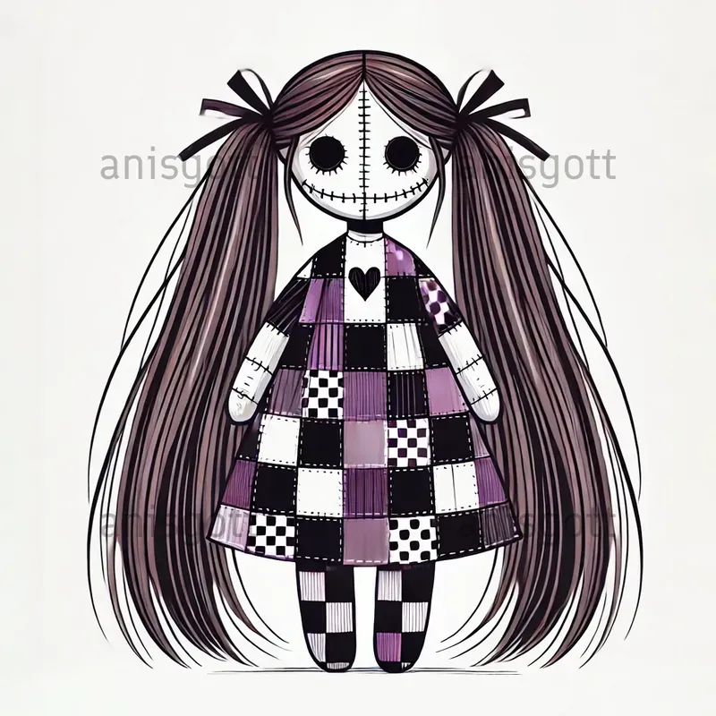 Spooky Patchwork Doll Cliparts
