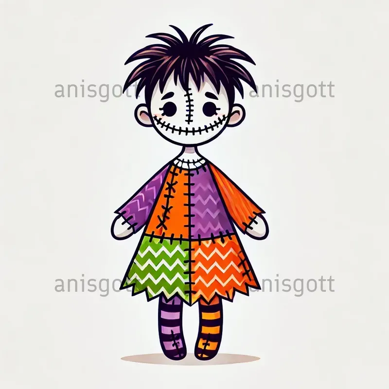 Spooky Patchwork Doll Cliparts