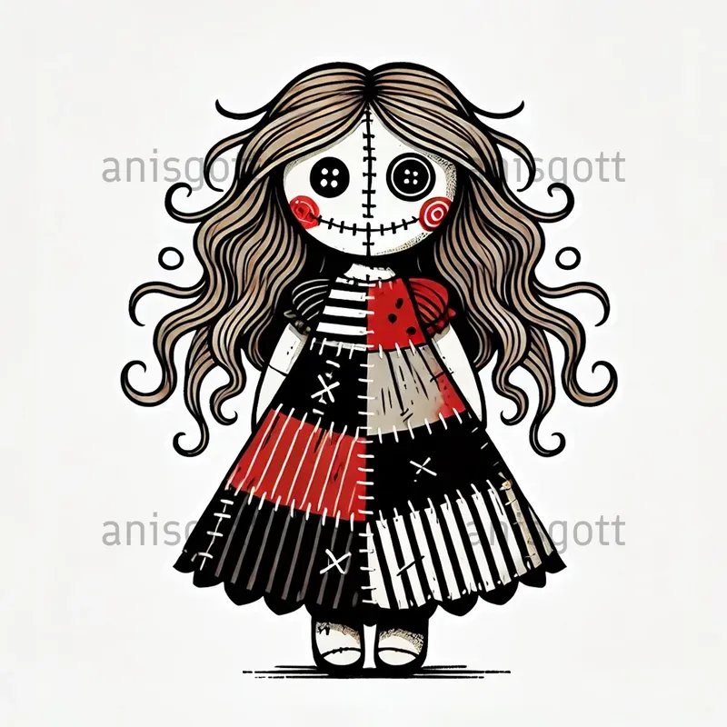 Spooky Patchwork Doll Cliparts