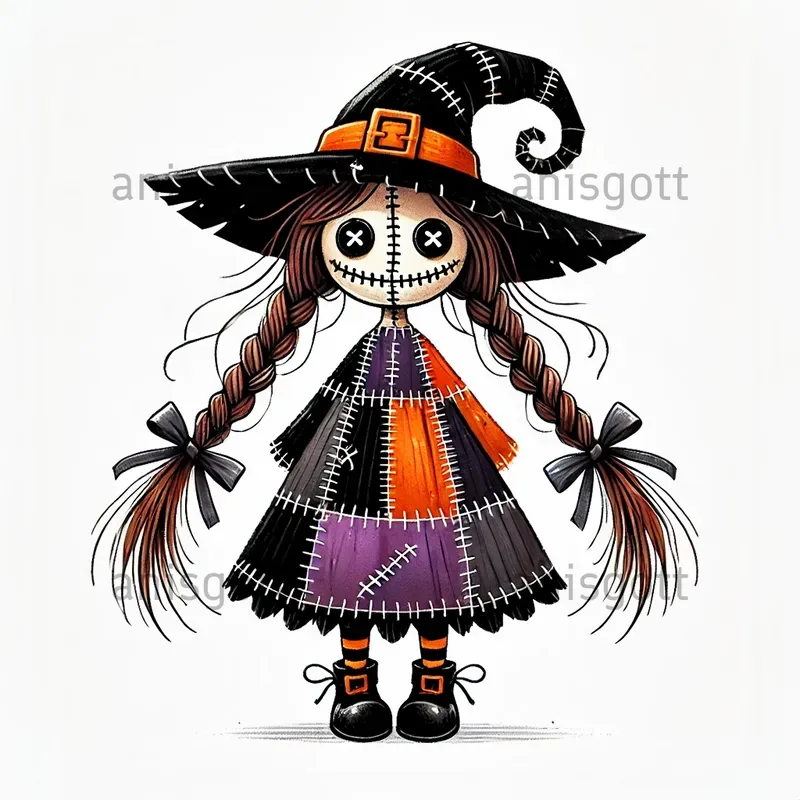 Spooky Patchwork Doll Cliparts