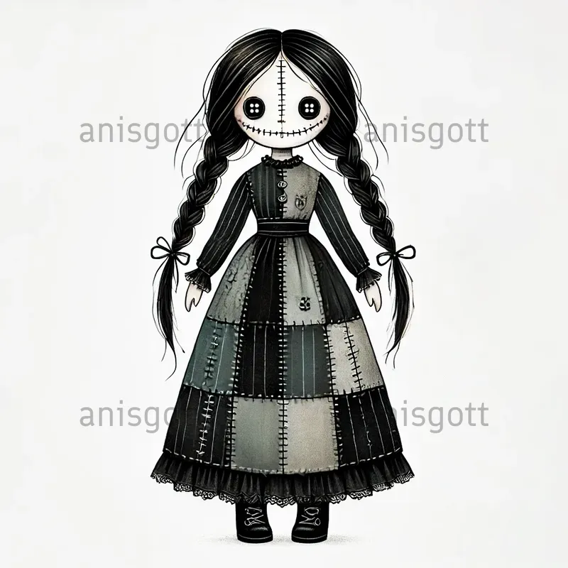 Spooky Patchwork Doll Cliparts