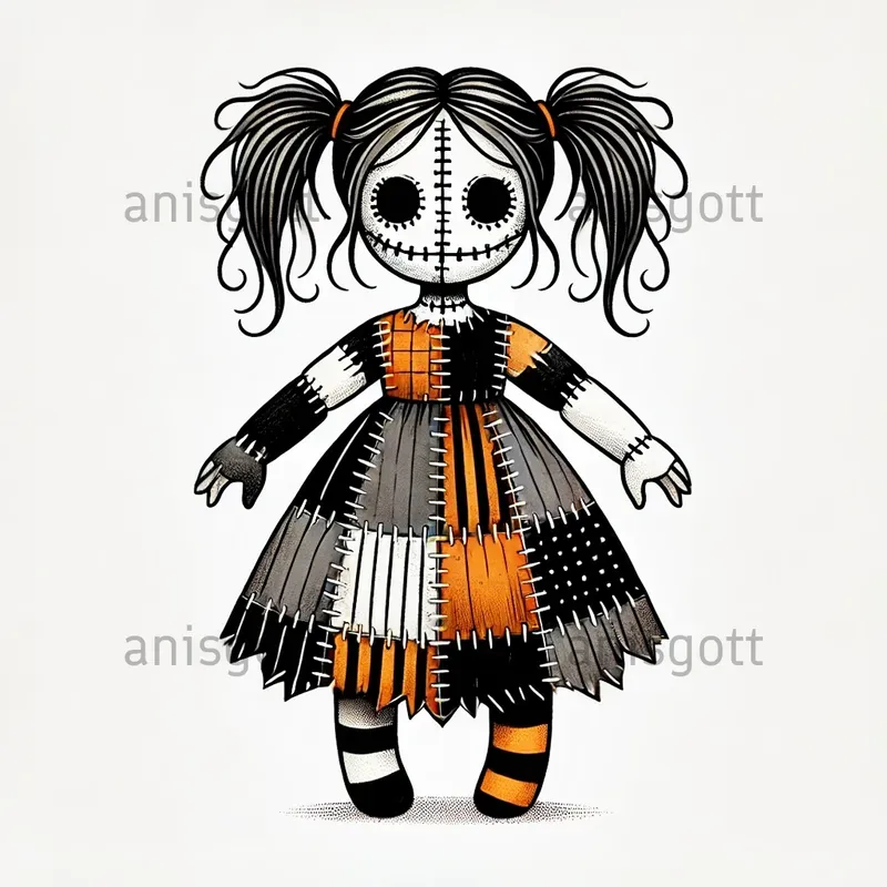 Spooky Patchwork Doll Cliparts