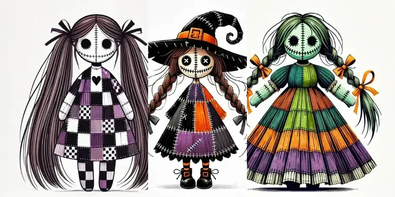 Spooky Patchwork Doll Cliparts generated by undefined