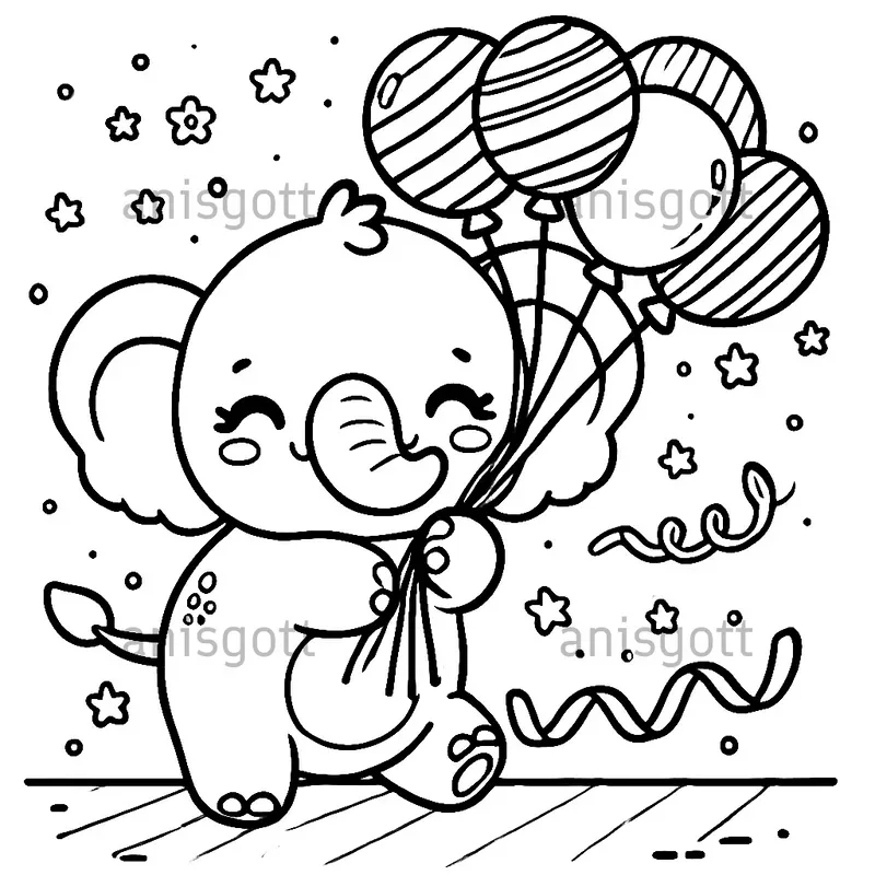 Cute Birthday Animals Coloring Pages