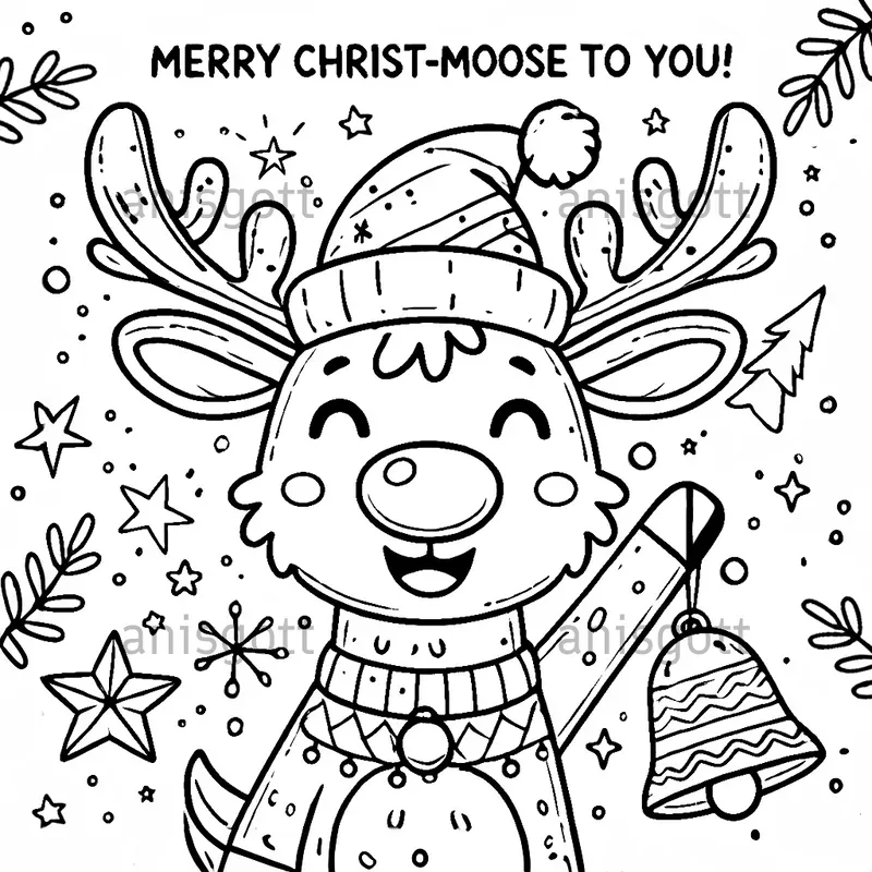 Festive Christmas Animals Coloring Pages