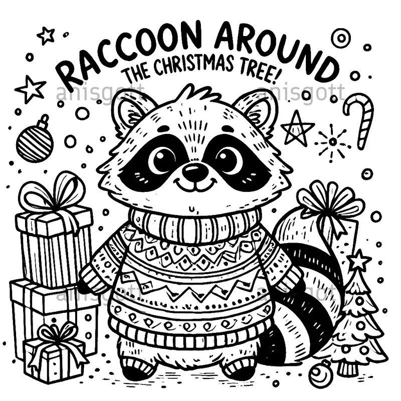 Festive Christmas Animals Coloring Pages