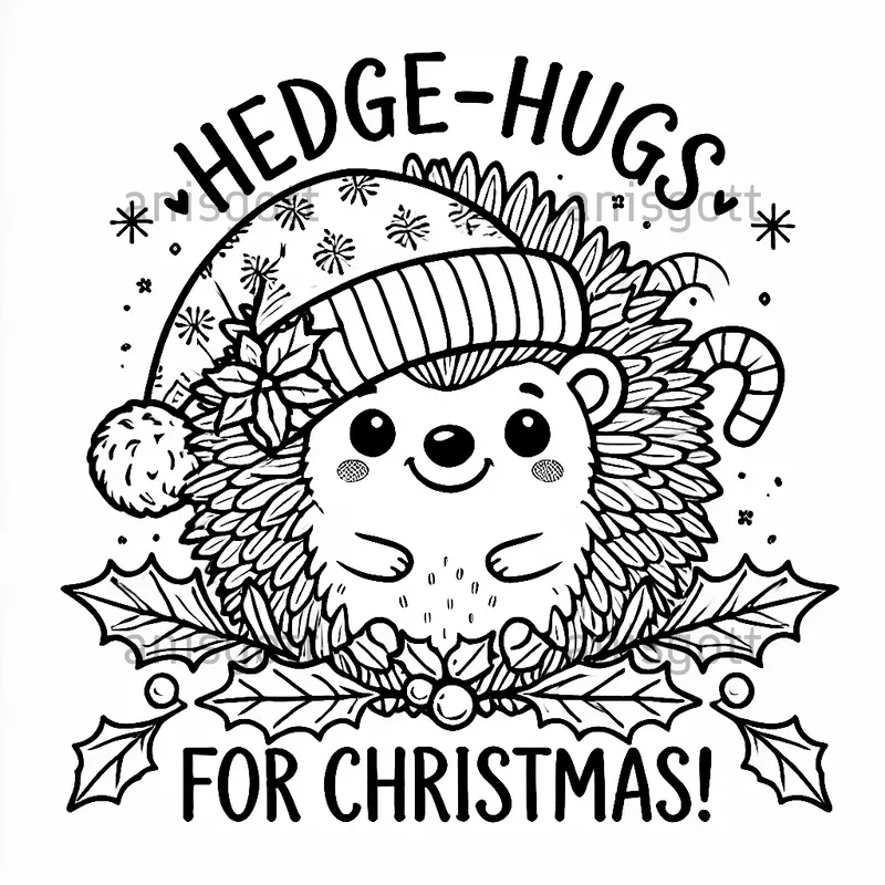 Festive Christmas Animals Coloring Pages