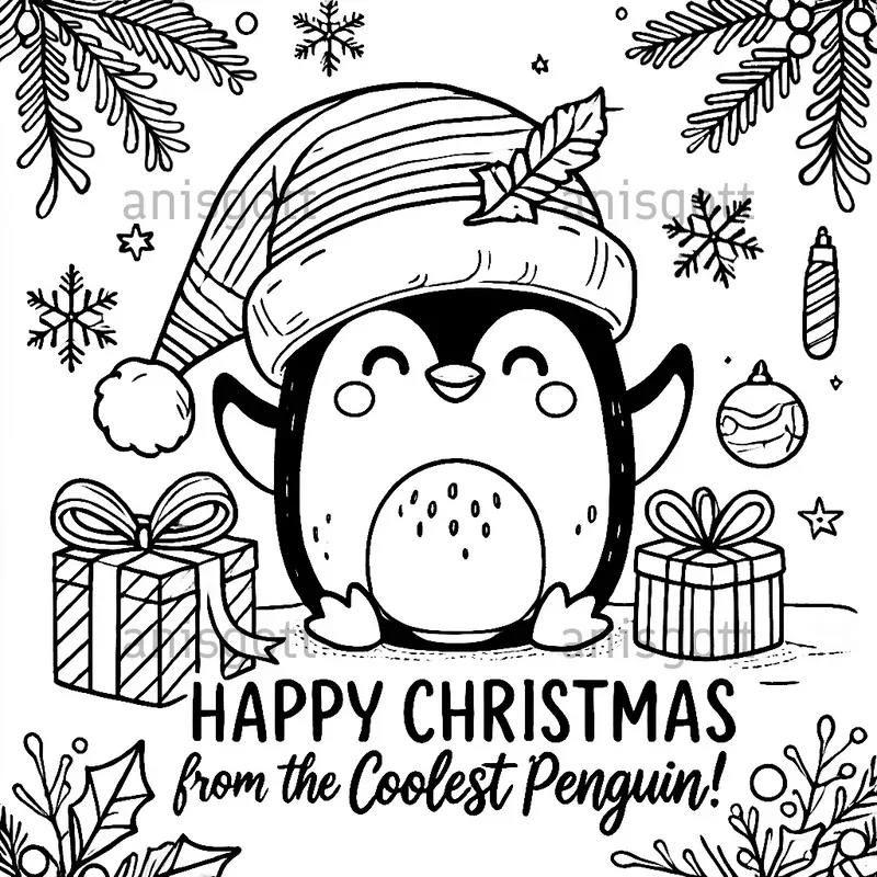 Festive Christmas Animals Coloring Pages