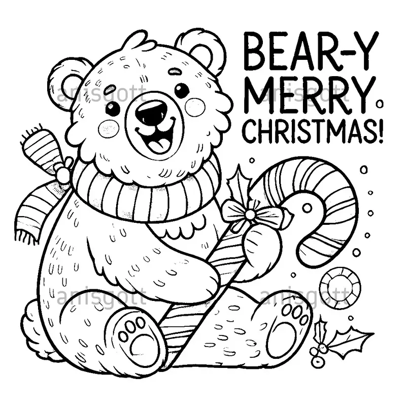Festive Christmas Animals Coloring Pages