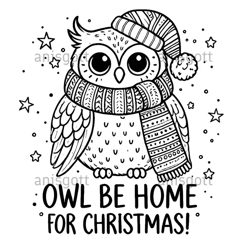 Festive Christmas Animals Coloring Pages