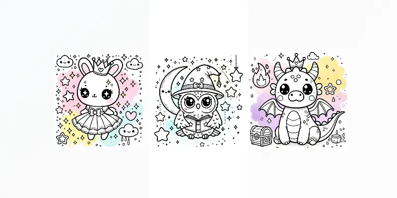 Cute Pastel Kawaii Coloring Pages generated by undefined