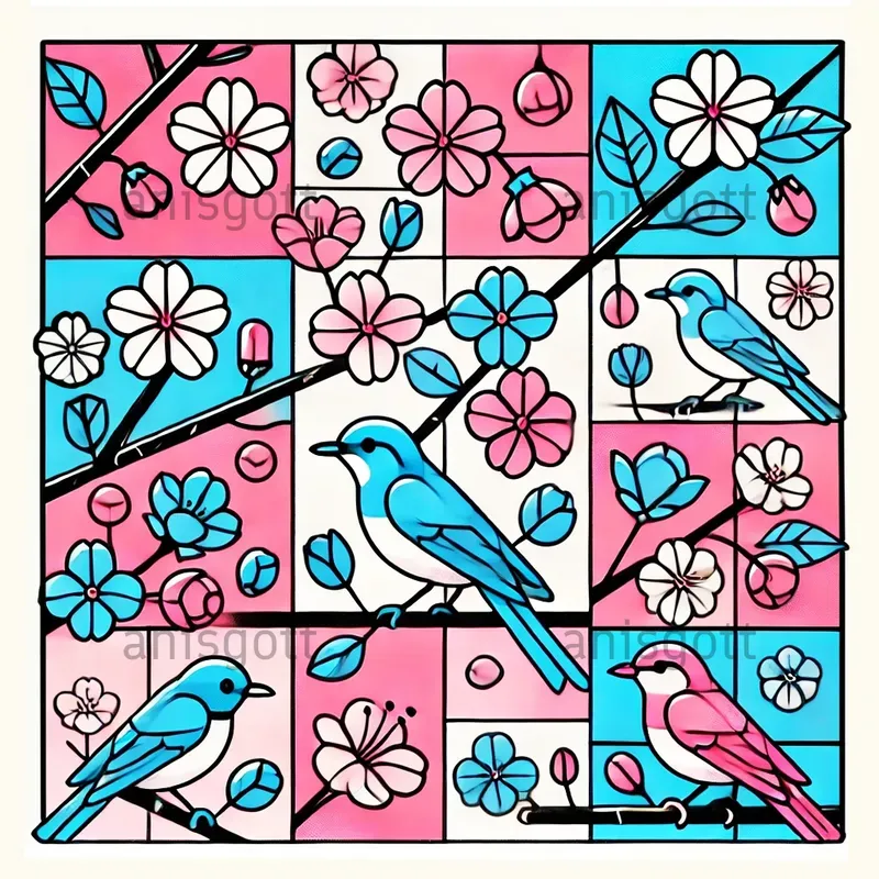 Vibrant Patchwork Line Art Designs