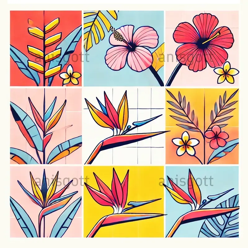 Vibrant Patchwork Line Art Designs