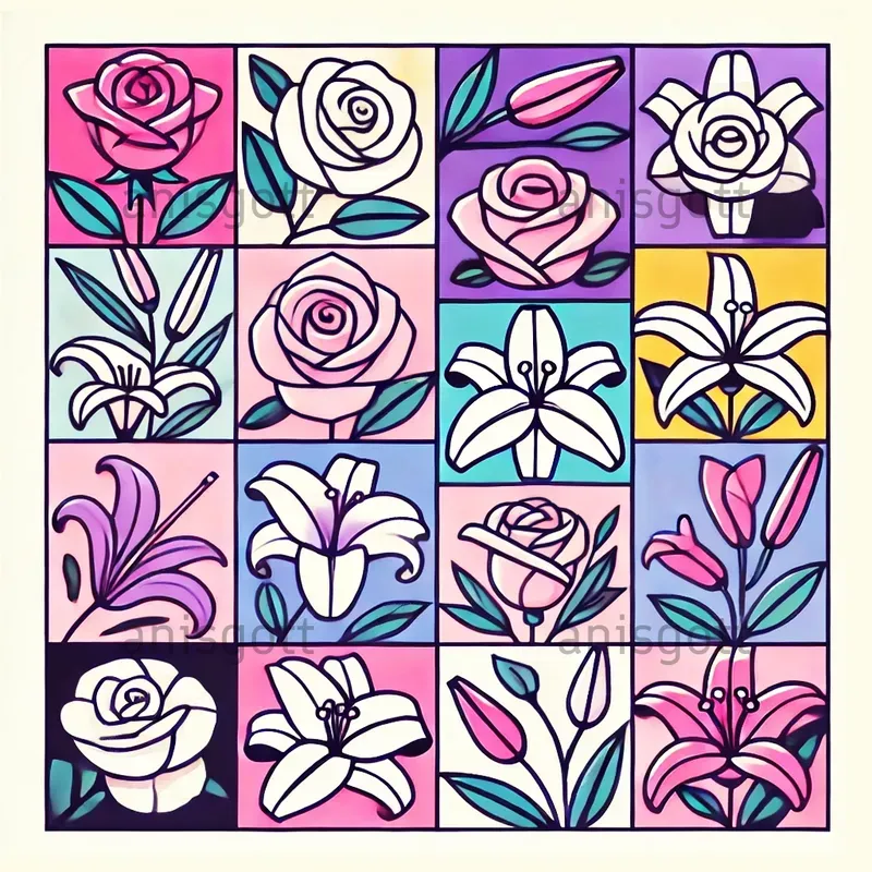 Vibrant Patchwork Line Art Designs