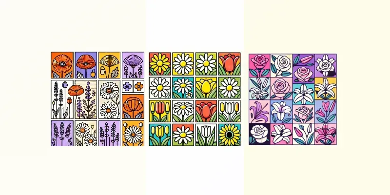 Vibrant Patchwork Line Art Designs generated by undefined