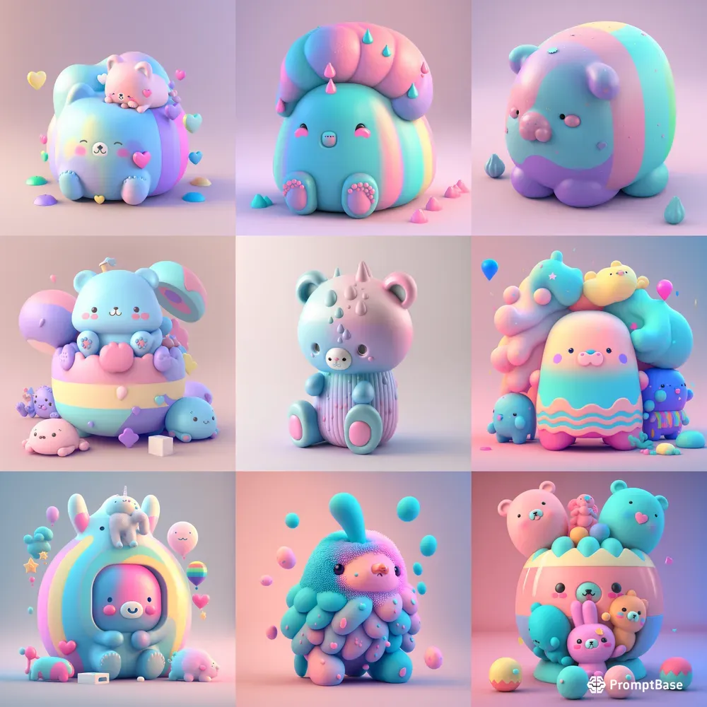 Rainbow Kawaii Animals