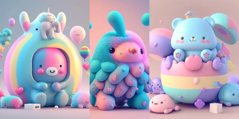 Rainbow Kawaii Animals generated by undefined