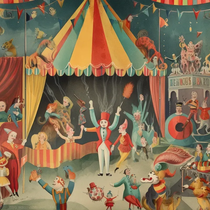 Whimsical Vintage Circus Scenes