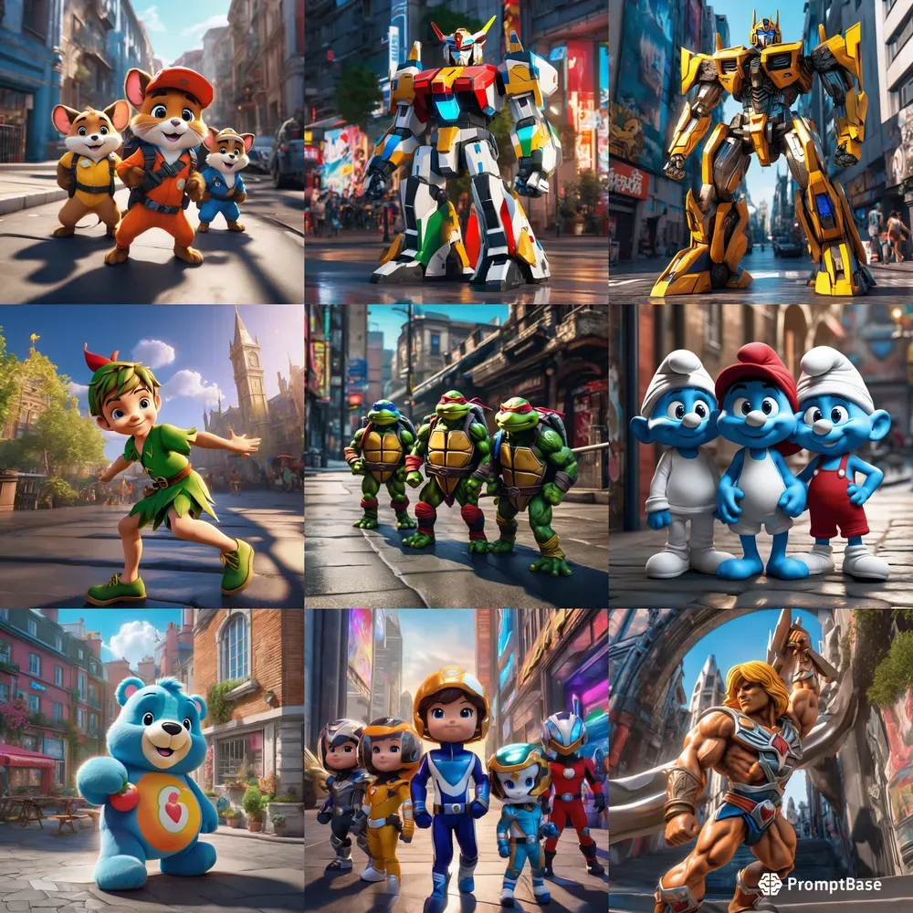 3D Cartoonish 1980s Characters