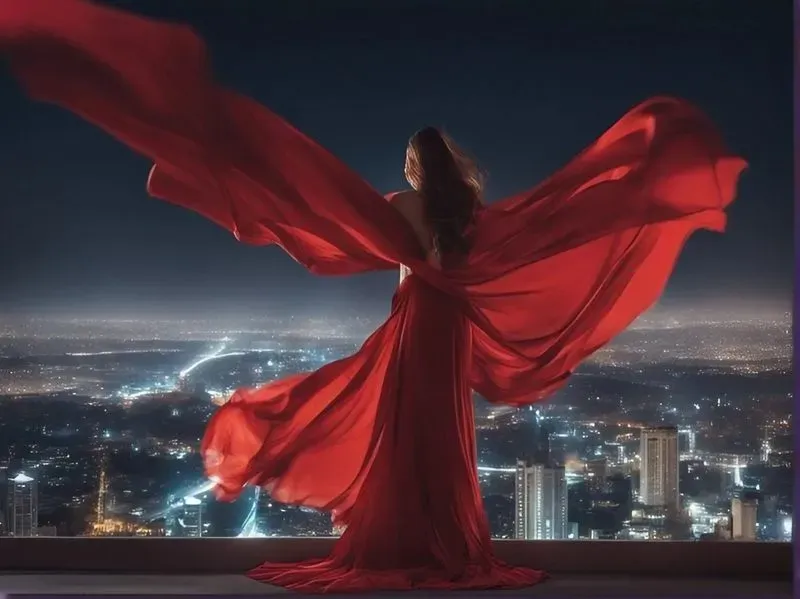 Photorealistic Long Dresses On Wind