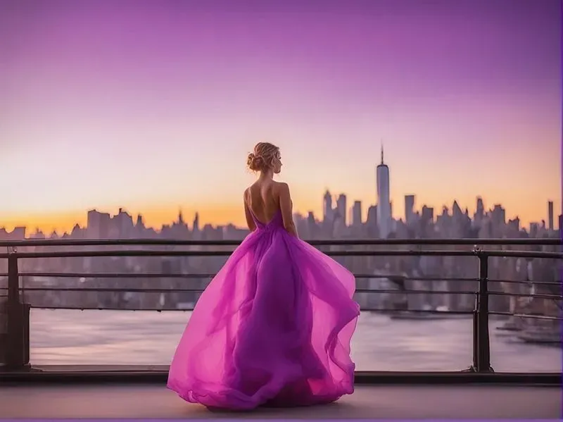 Photorealistic Long Dresses On Wind
