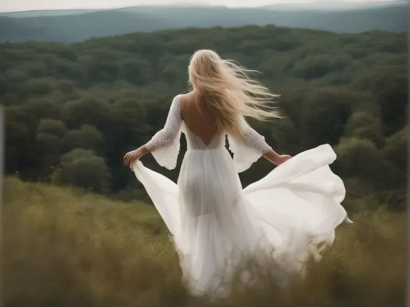Photorealistic Long Dresses On Wind