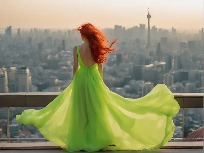 Photorealistic Long Dresses On Wind