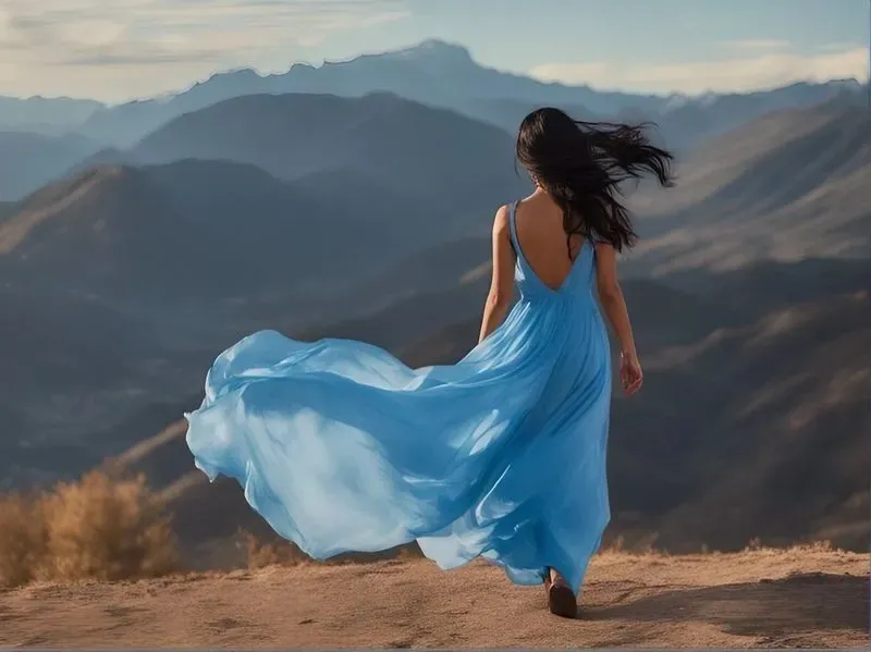 Photorealistic Long Dresses On Wind
