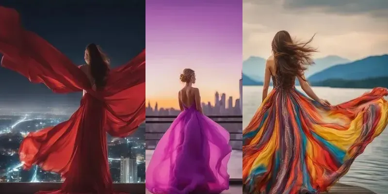 Photorealistic Long Dresses On Wind generated by undefined