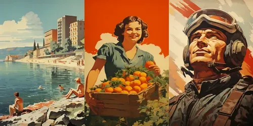 Retro Soviet Propaganda Poster Art 40s generated by midjourney