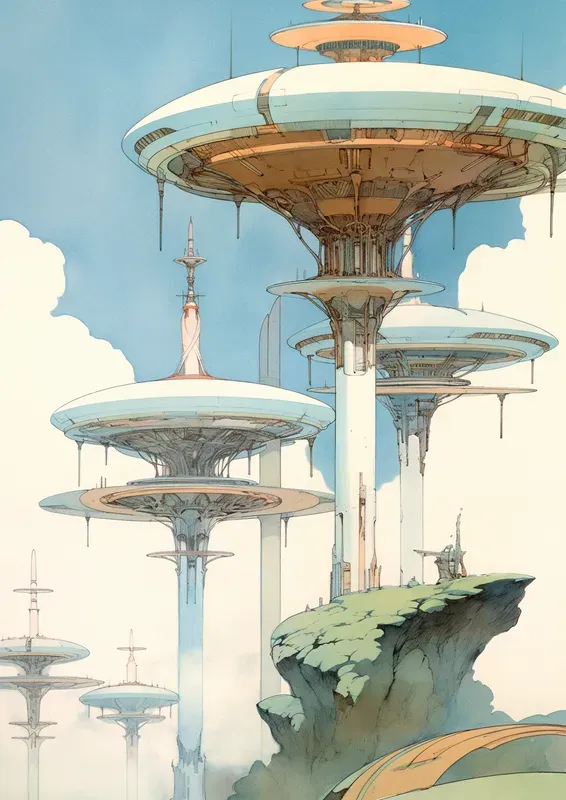 Surreal Scifi Anime Comic Stills