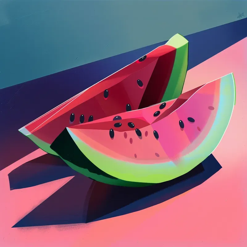 Fruits And Vegetables Low Poly Paintings