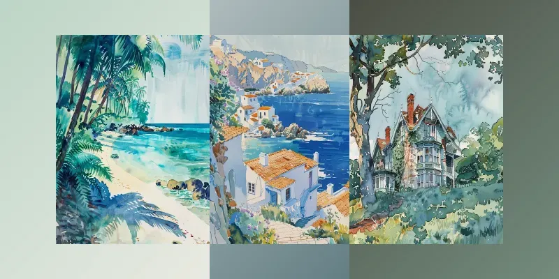 Watercolor Landscape Paintings Printables generated by undefined