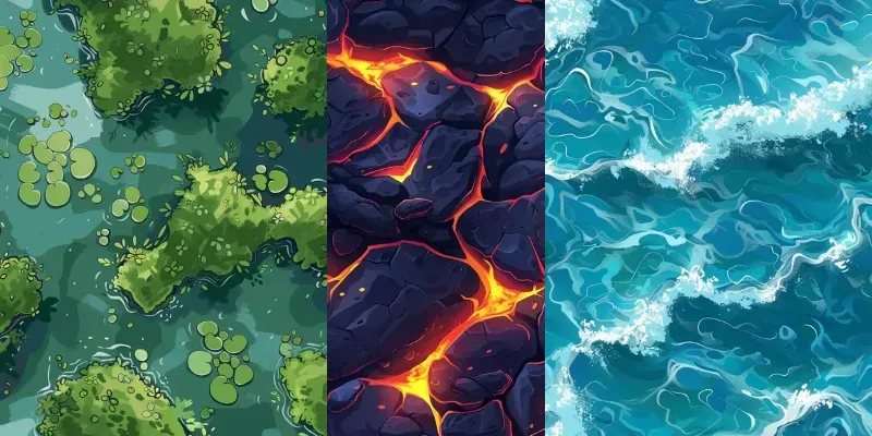 Game Tile Terrain Seamless Cartoons generated by undefined