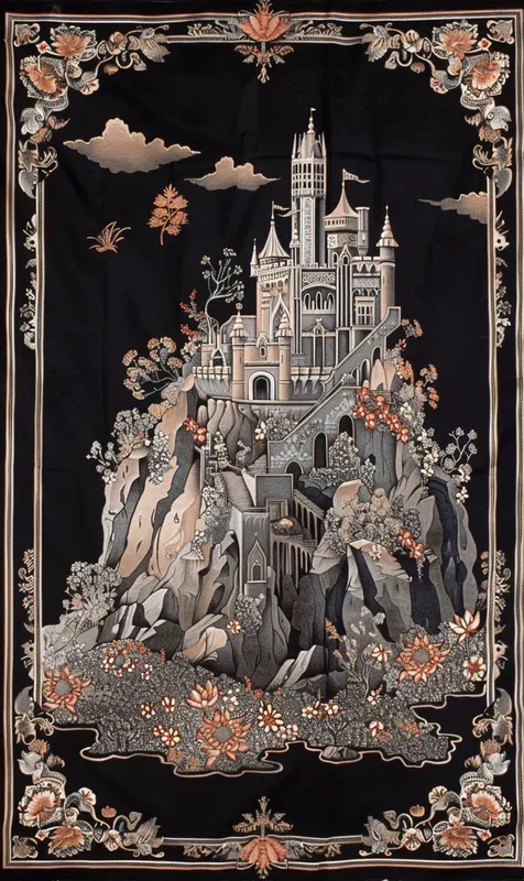 Black Vibrant Medieval Tapestry Fantasies