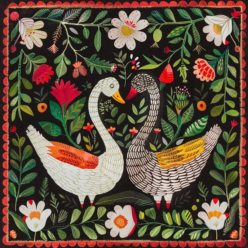American Folk Art Motif Prints
