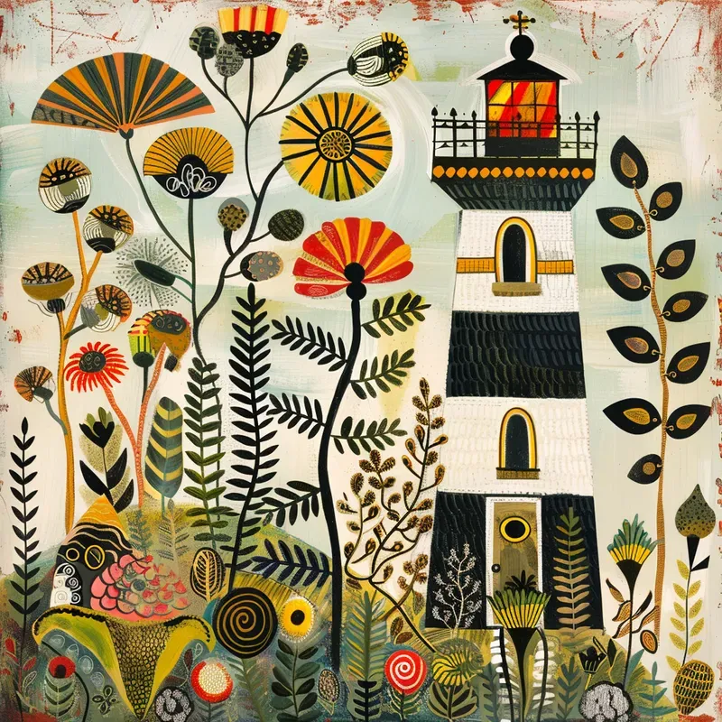 American Folk Art Motif Prints