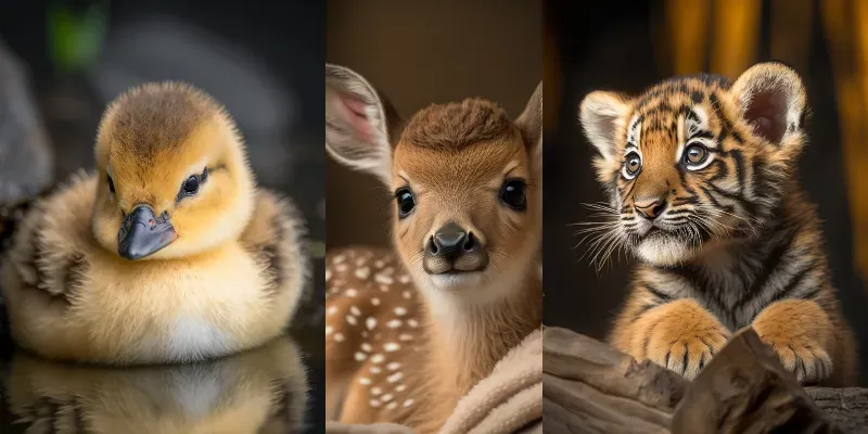 Cute Realistic Baby Animals Looking generated by undefined
