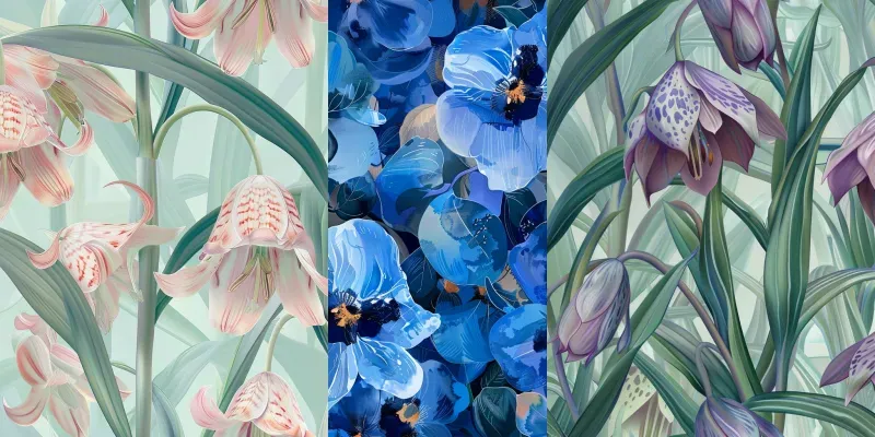 Seamless Artistic Floral Painting Patterns generated by undefined