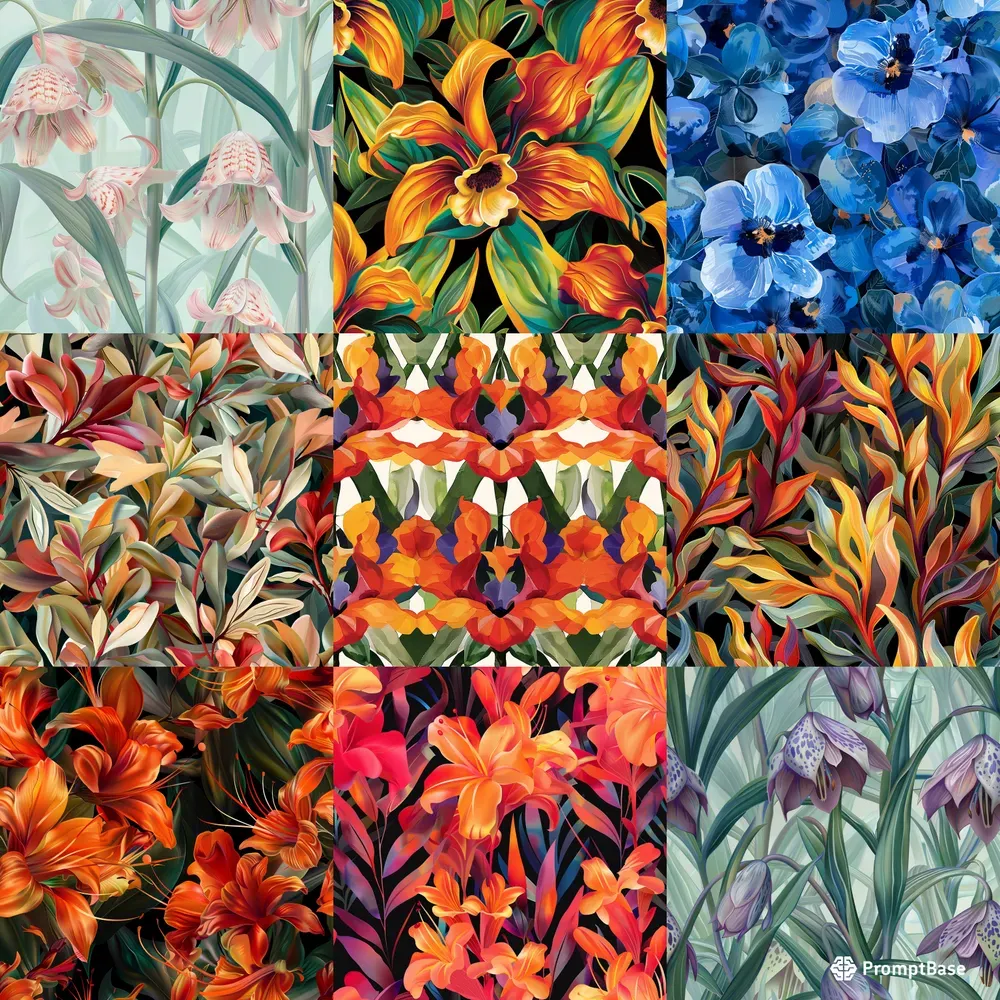 Seamless Artistic Floral Painting Patterns