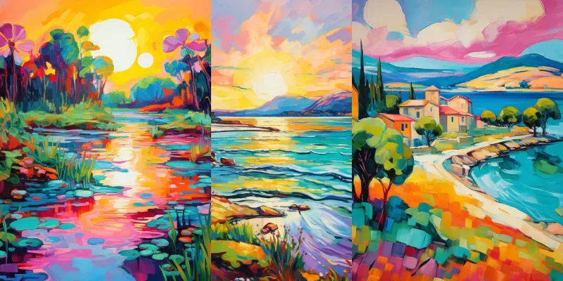 Fauvism Landscape Paintings Colorful Artworks generated by undefined