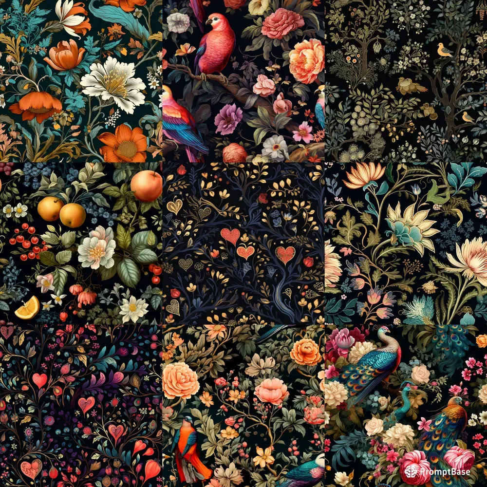 Dark Chintz Patterns Fabricswallpapers