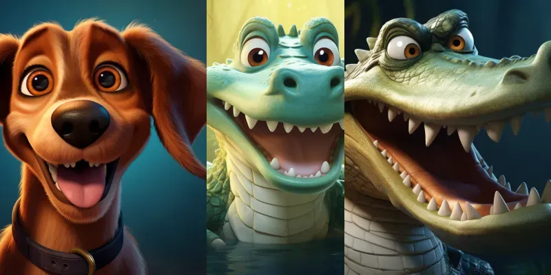 Disney Style Caricature Animal Posters generated by undefined