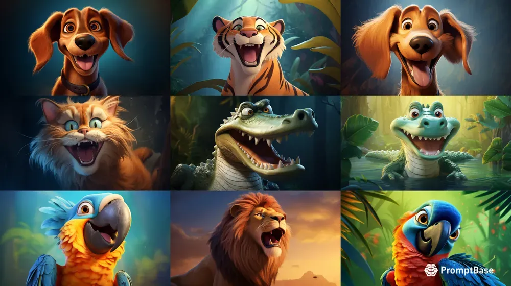 Disney Style Caricature Animal Posters