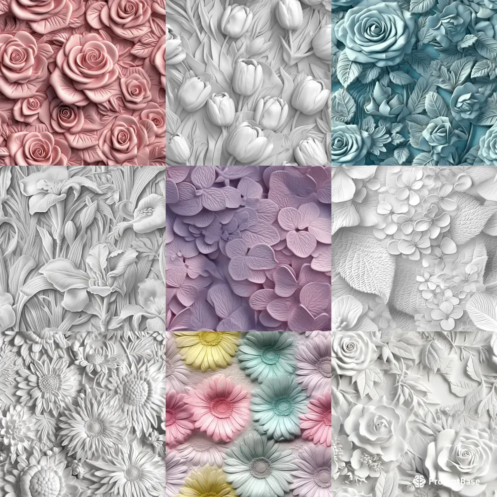 3D Flowers Repeating Patterns