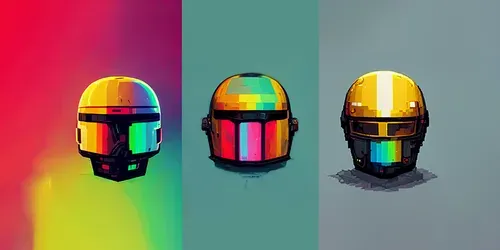 Neon Pixel Art Helmets generated by midjourney