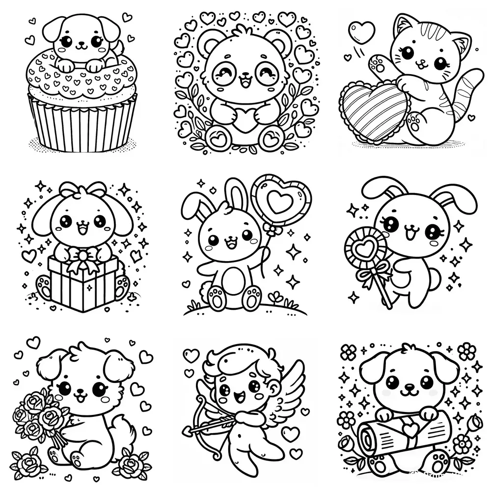 Valentines Day Simple Coloring Pages